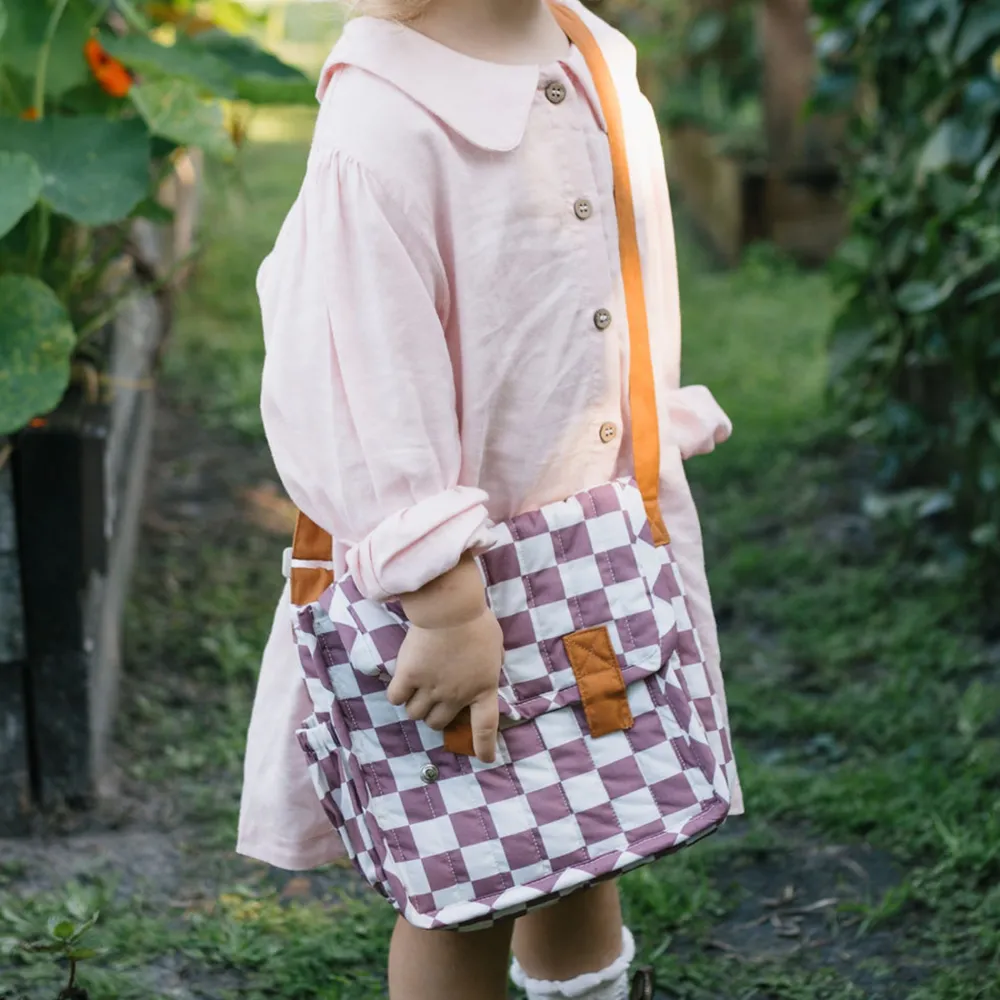 Olli Ella Carrie Convertible Changing Set - Plum Check New