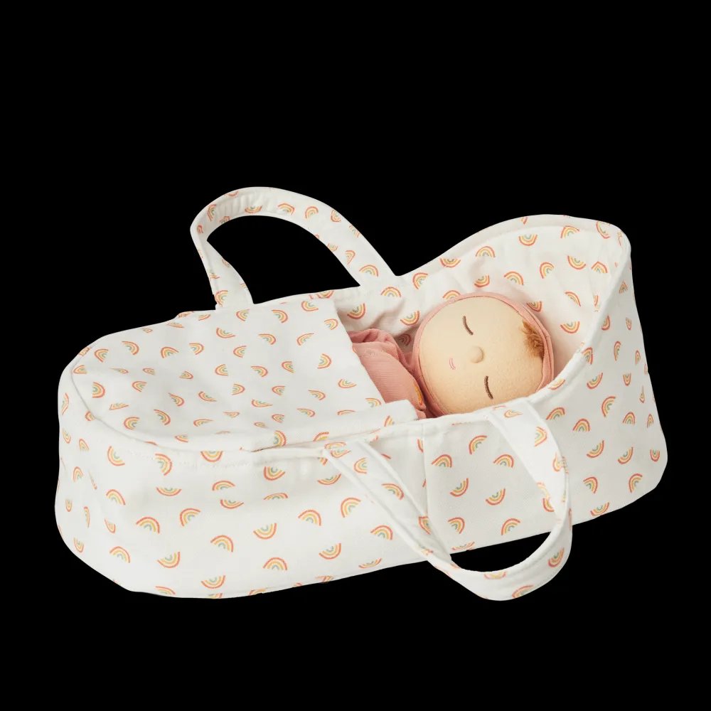 Olli Ella Dinkum Dolls Carry Cot - Rainbow Print Hot