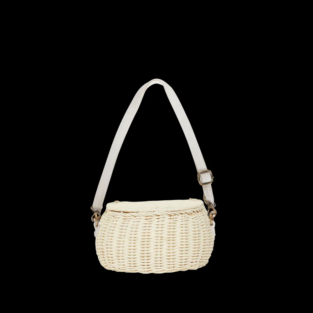 Olli Ella Mini Chari Rattan Bag - Chalk New