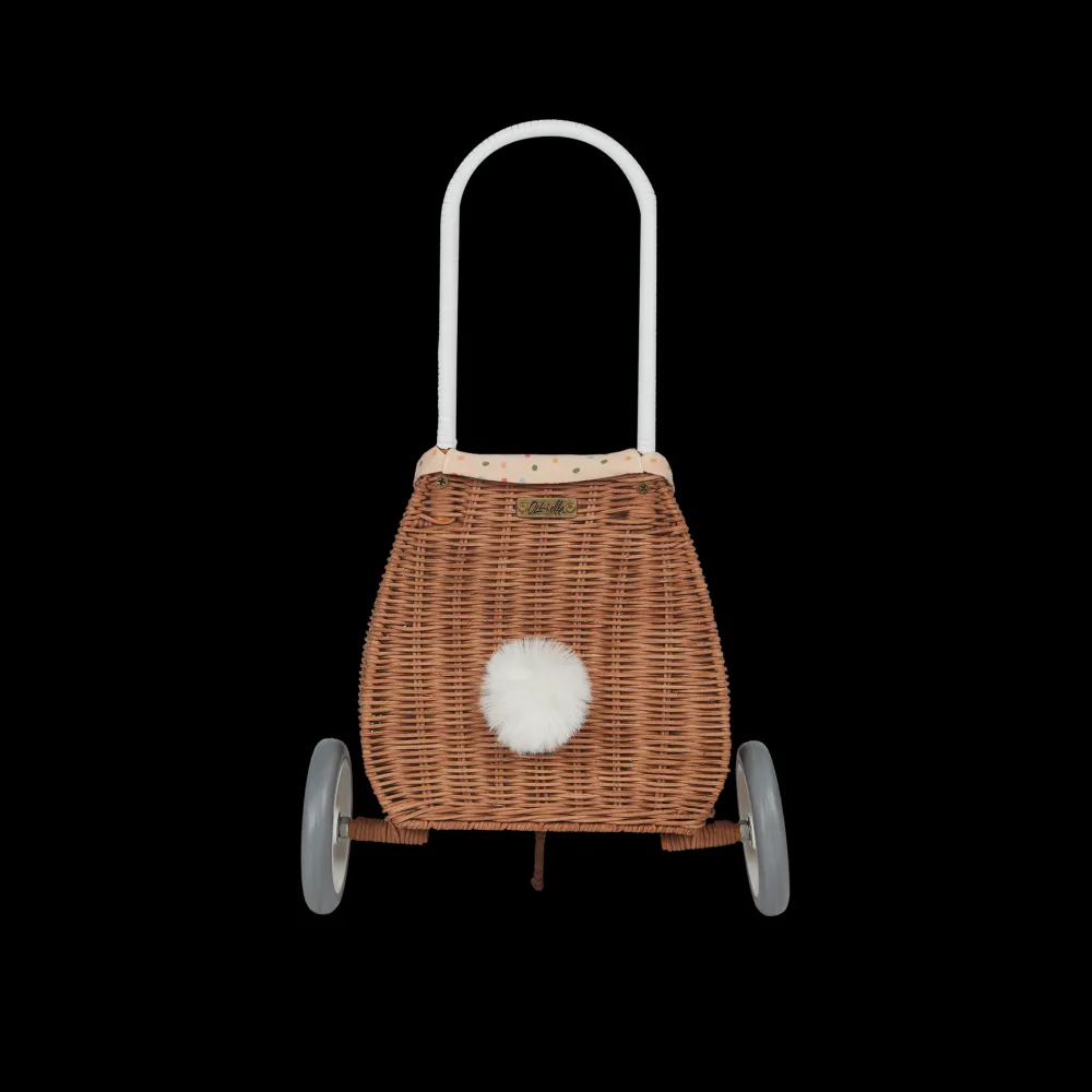 Olli Ella Rattan Bunny Luggy with Lining - Gumdrop Clearance