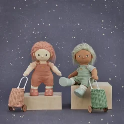 Olli Ella Rattan Doll Luggy - Rose Hot