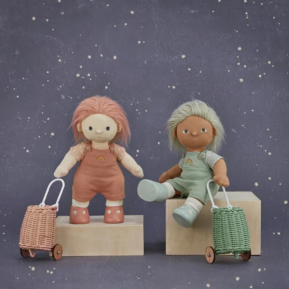 Olli Ella Rattan Doll Luggy - Rose Hot