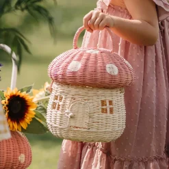 Olli Ella Rattan Mushroom Basket - Musk New