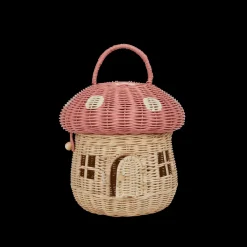Olli Ella Rattan Mushroom Basket - Musk New