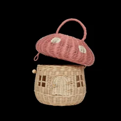 Olli Ella Rattan Mushroom Basket - Musk New