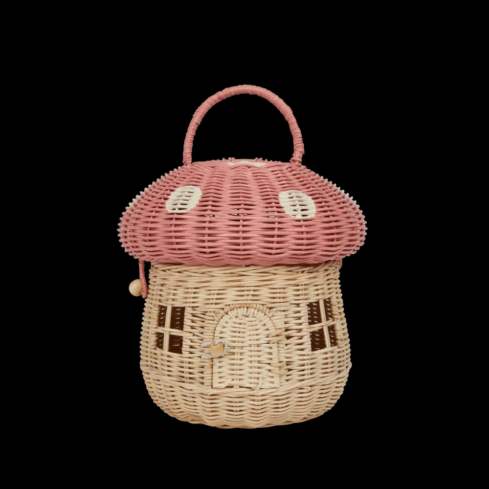 Olli Ella Rattan Mushroom Basket - Musk New