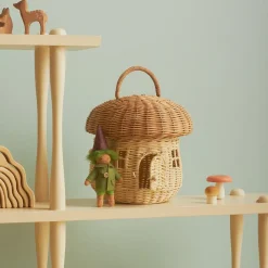 Olli Ella Rattan Mushroom Basket - Natural Sale