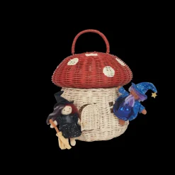 Olli Ella Rattan Mushroom Basket - Red Discount