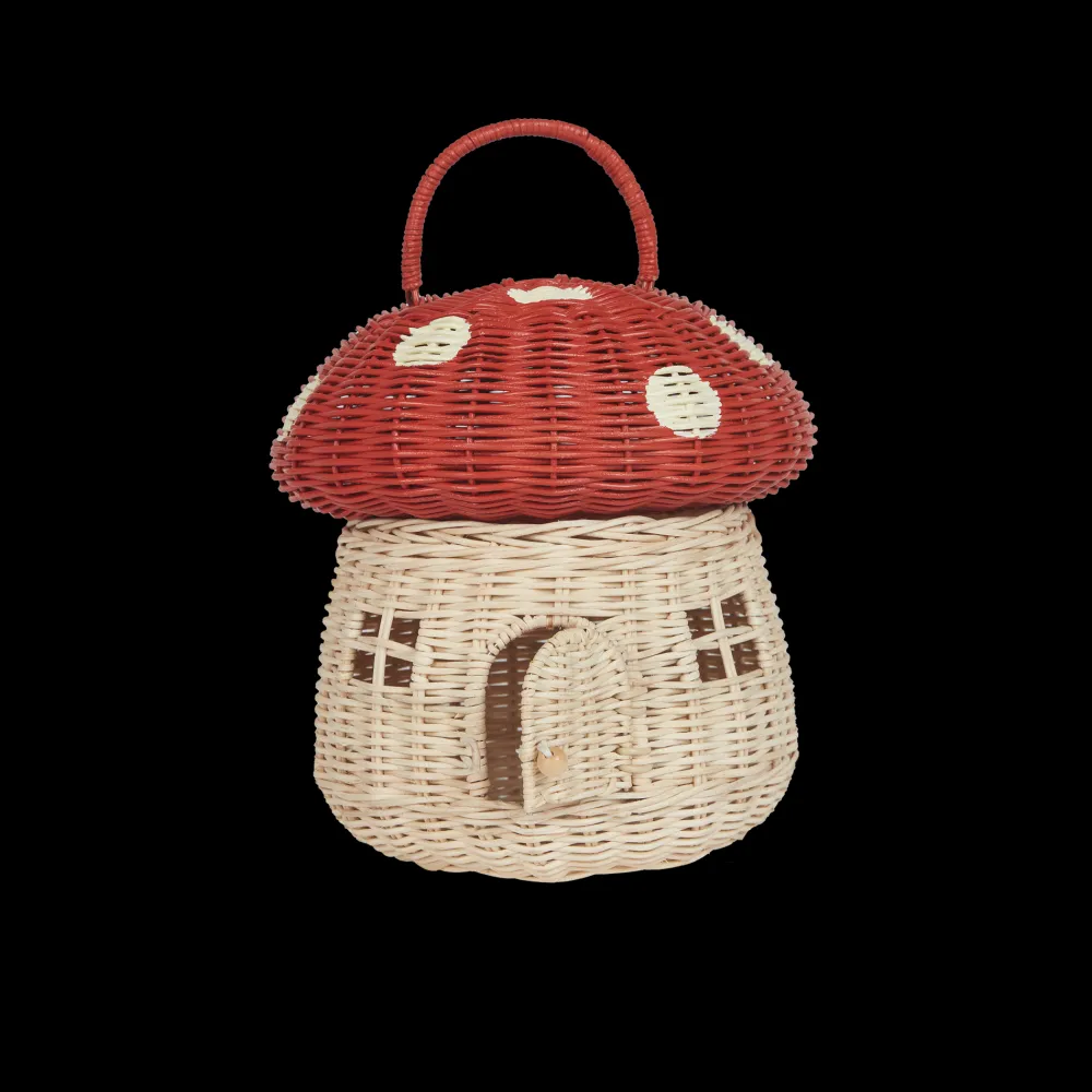 Olli Ella Rattan Mushroom Basket - Red Discount