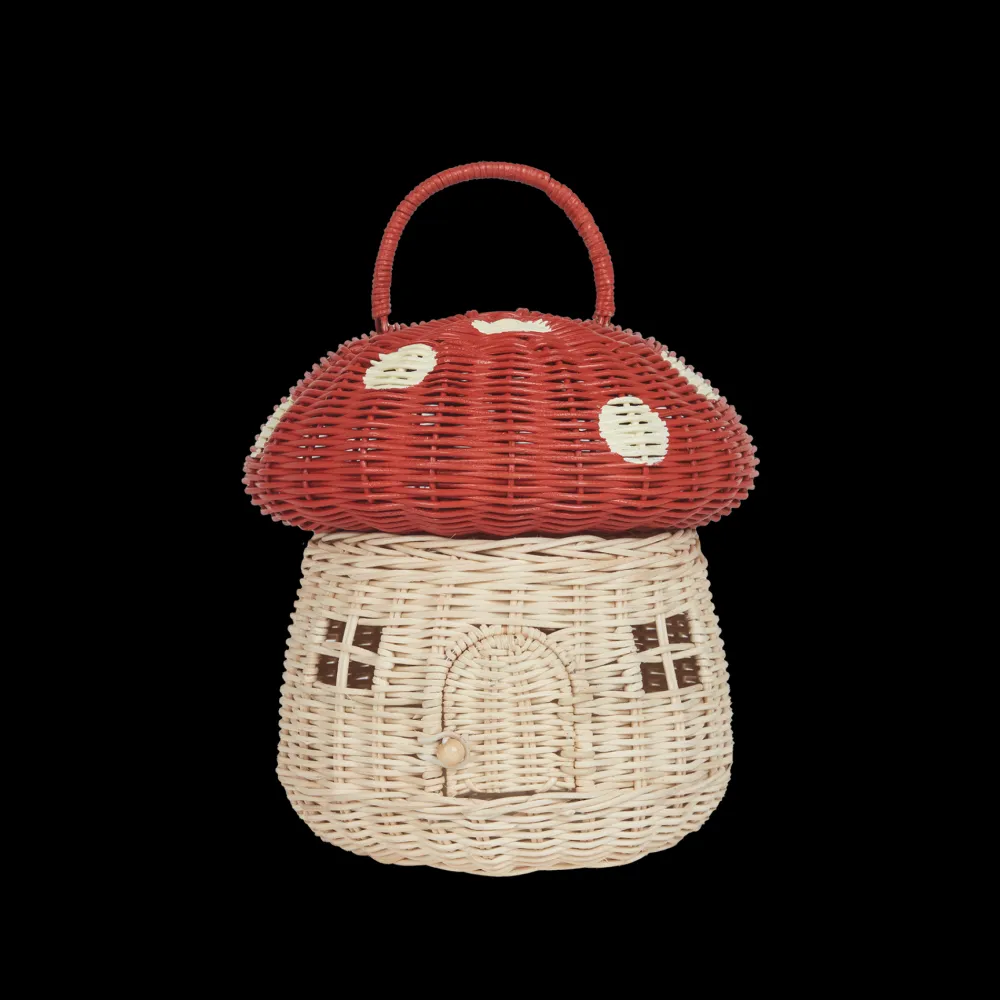 Olli Ella Rattan Mushroom Basket - Red Discount