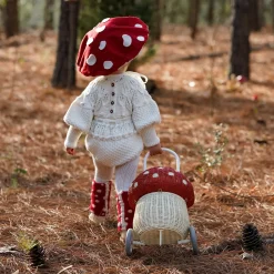 Olli Ella Rattan Mushroom Luggy - Red Clearance