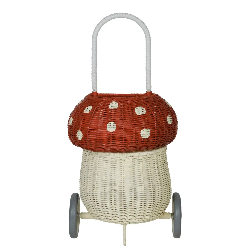 Olli Ella Rattan Mushroom Luggy - Red Clearance