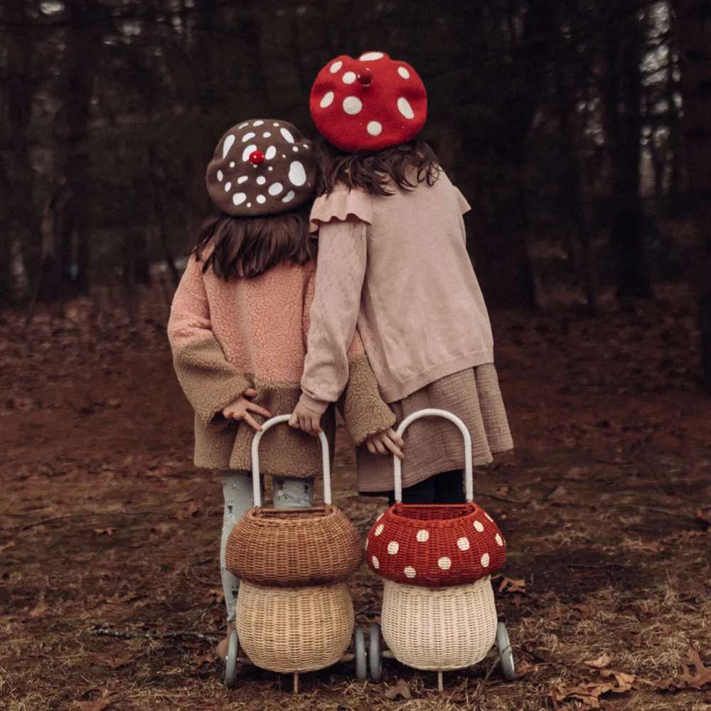 Olli Ella Rattan Mushroom Luggy - Red Clearance