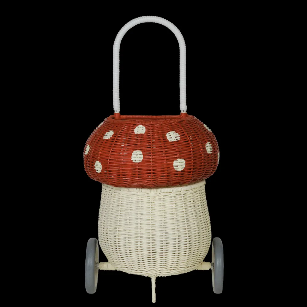 Olli Ella Rattan Mushroom Luggy - Red Clearance