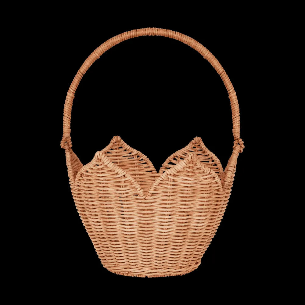 Olli Ella Rattan Poinsettia Carry Basket - Natural Online