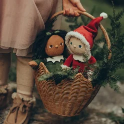 Olli Ella Rattan Poinsettia Carry Basket - Natural Online