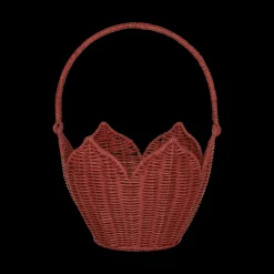 Olli Ella Rattan Poinsettia Carry Basket - Red