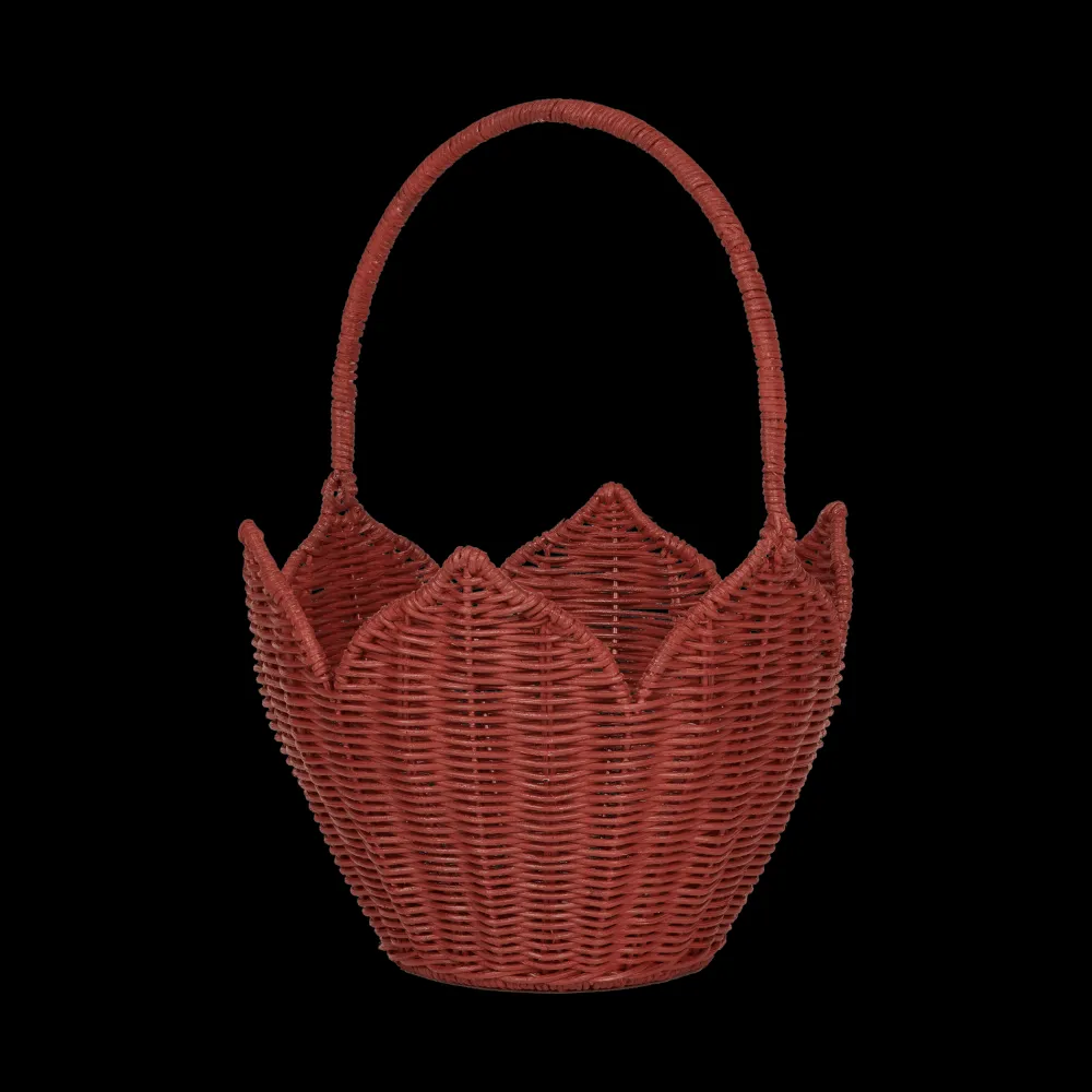 Olli Ella Rattan Poinsettia Carry Basket - Red