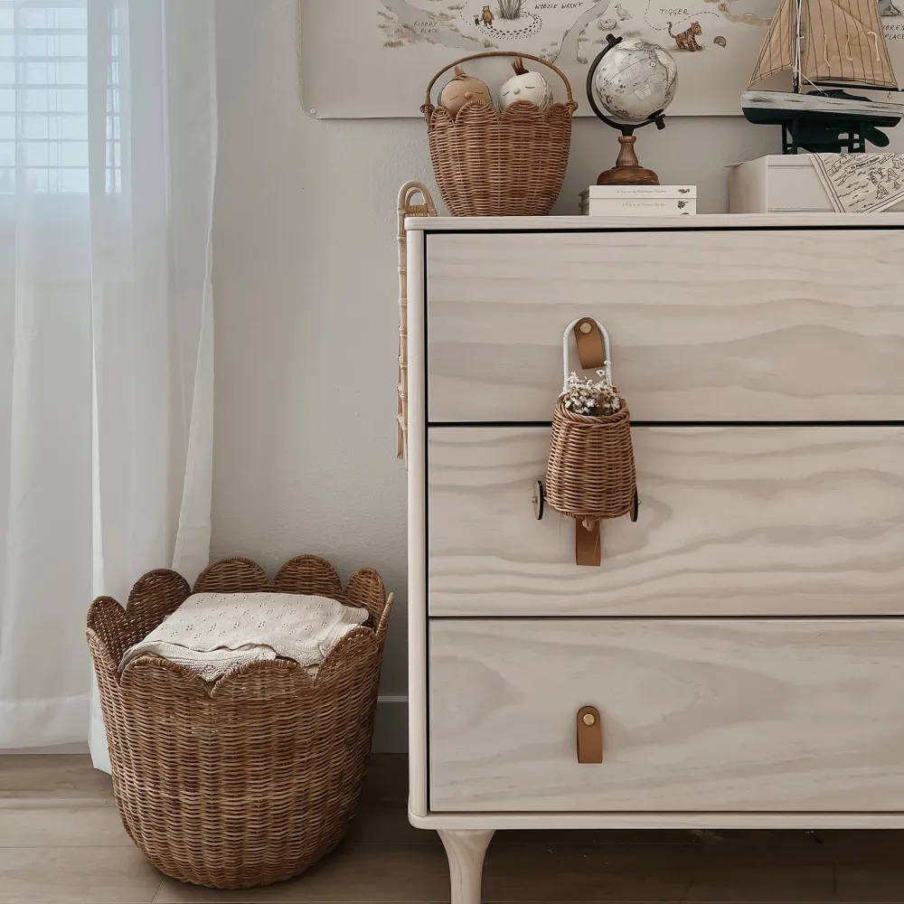 Olli Ella Rattan Tulip Basket - Natural Online