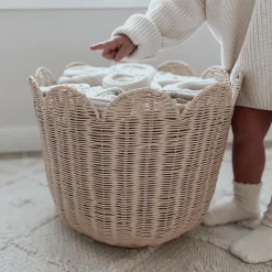 Olli Ella Rattan Tulip Basket - Nude Discount