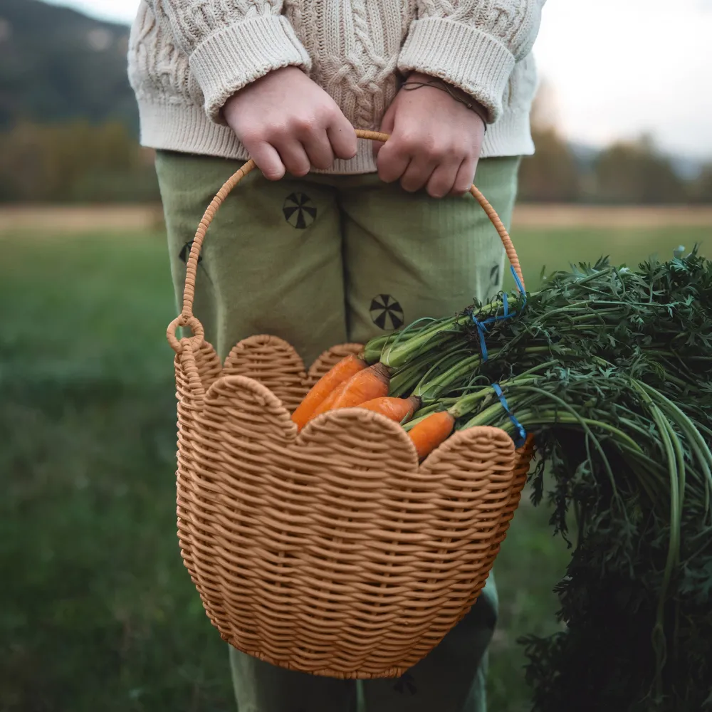 Olli Ella Rattan Tulip Carry Basket - Natural Hot