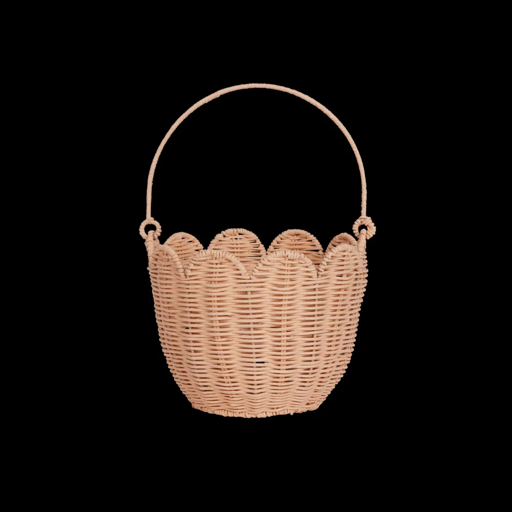 Olli Ella Rattan Tulip Carry Basket - Seashell Pink Online