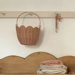 Olli Ella Rattan Tulip Carry Basket - Seashell Pink Online