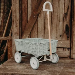 Olli Ella Rattan Wonder Wagon - Vintage Blue Clearance