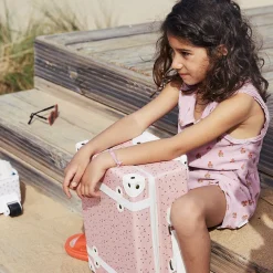 Olli Ella See-Ya Suitcase - Pink Daisies Clearance