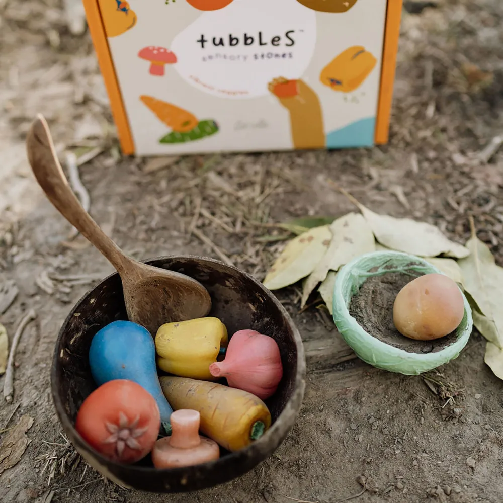 Olli Ella Tubbles - Sensory Stones - Vibrant Veggies New